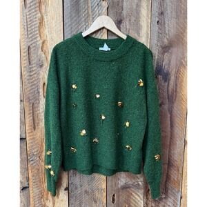 HM Dragonfly Sequin Sweater Women S Goblincore Embellished Wool Blend Whimsigoth